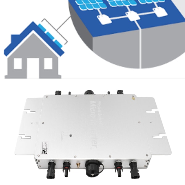 WVC 1400W Nettbundet Mikroinverter Legering Vanntett Kretsbeskyttelse DC til AC Solenergiinverter EU-kontakt 100‑240V