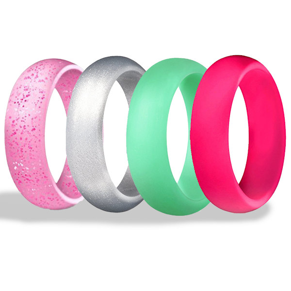Silikonringer for kvinner - Pustende gummibryllupsring Silikonbryllupsband for kvinner, 5,7 mm bred - 2 mm tykk