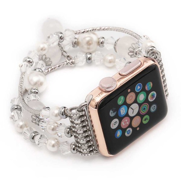 Remm for Apple Watch 38-40mm/42-44mm, Elastisk Håndlaget Agat Armbånd for Kvinner og Jenter, Erstatning for Apple Watch Series 4/3/2/1