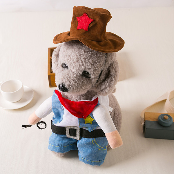 Cowboy Hundekostume med Hat Hundeklæder Halloween Kostumer til Kat og Lille Hund