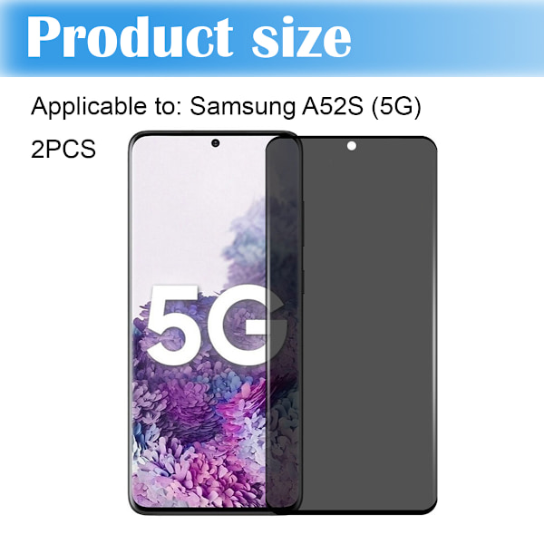 2-Pack Privacy Näytönsuoja Samsung A52S - Karkaistu Lasi 9H - Super Laatu 3D