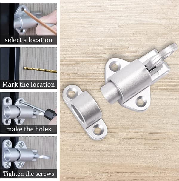 Sleek Self-Closing Latches in Aluminum Alloy, Durable and Long-Lasting Security Latch with Easy Installation for Doors, Windows, and Cabinets (2