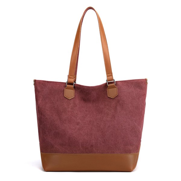 Canvas-käs laukku Canvas-nahka-tote-laukku Moniosastoinen Tote-lompakko-laukut