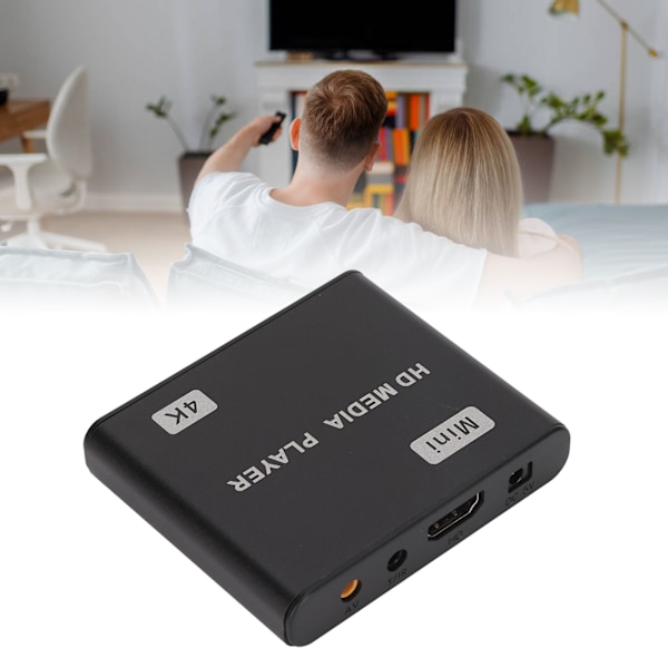 4K HD-mediaspelares Mini Streaming Media Player med fjärrkontroll och LED-indikator 100‑240VEU-kontakt