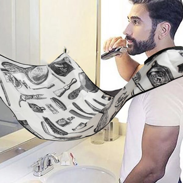2-pack Skäggbibb-set, Skäggfångare Vattentät Icke-klibbig för Män Rakning Förkläde Skäggfångare, med 4 Sugkoppar, Presenter till Maken