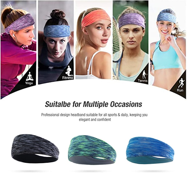 Huvudband för män, 3-pack svettband för träning, sportkylande huvudband för löpning, crossfit, fitness, yoga, cykling, vandring, elastiskt svettband