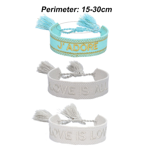 3 stk Vevde Vennskapsarmbånd, Justerbare Armbånd for Kvinner Menn Jenter Gave, Julegaver