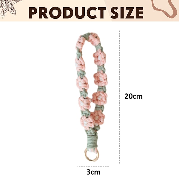 Blød håndledsrem nøglering snor Håndlavede snore til nøgler Søde blomster håndleds nøgleringe Armbåndsholder Kvinder