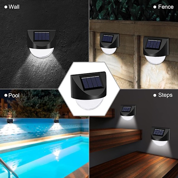 Solar Fence Lights，4Pack Wireless Ip65 Waterproof Solar Deck Lights Solar Step Lights Utomhuslampor för uteplats, trappor, stolpe, pool, bakgård och