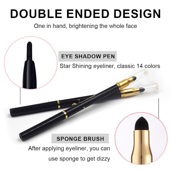 Gel Eyeliner-penna, Smudge-resistent Eyeliner-penna, Dubbelsidig Vattentät Ögonmakeup, 1 Set
