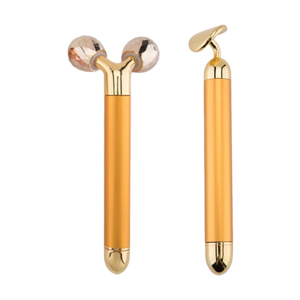 2-I-1 Elektrisk Ansiktsmassager Rulle 24k Roséguld Ansiktsrulle, 3D Rulle och Unik Halvmåneformad Ansiktsrulle Massager Kit Arm Öga Näsa Massager