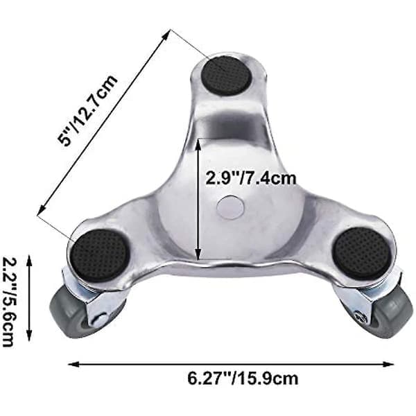 4-pak 15 cm Tri-Dolly sæt i stål til flytning af møbler og apparater, 220 kg bæreevne