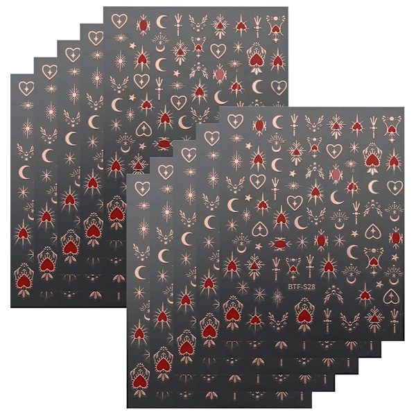 10 st Pop imitation Metall Stjärna Måne 3D Baklim Nagelklistermärken Deco konst Design nagelkonst tillbehör