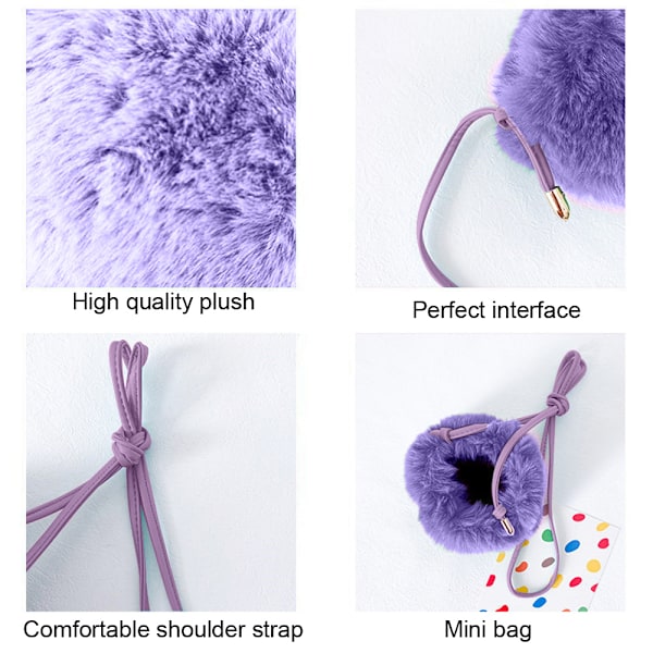 Fluffy Crossbody Veske for Jenter, Myk Plysjveske