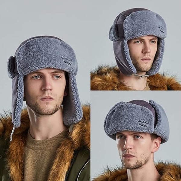 Mænds og Kvinders Vinterhue Tyk og varm Sherpaforet Fleece Pilot Hættehue Vind og Sne Ørevarmere Peruansk Trapperhue
