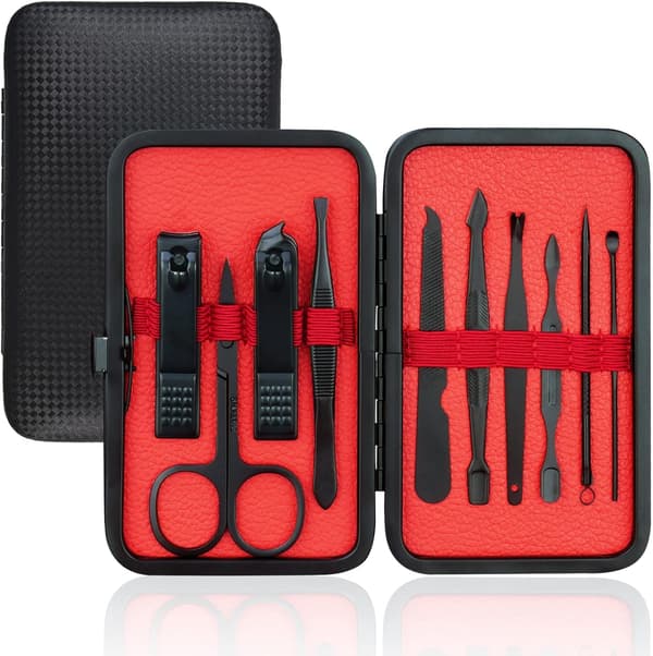 (Sort) Manicure- og Pedicuresæt, 10 dele manicure og pedicure[TT]