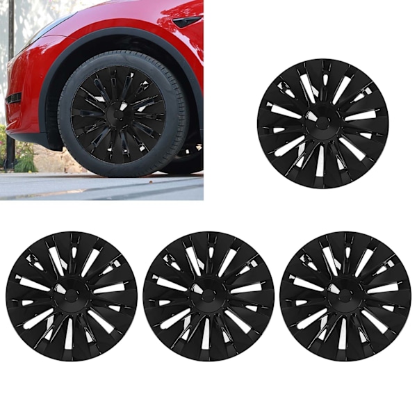 4 st Navkapslar Hjulskydd Blank Svart Snygg Hållbar Stark Skydd Ersättning för Tesla Model Y