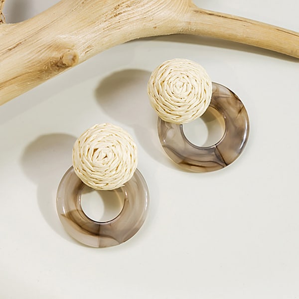 Raffia-vevde øredobber, harpiks øredobber Rattan øredobber Straw Wrap øredobber Sommer Drop Dangling øredobber for kvinner tenåringsjenter