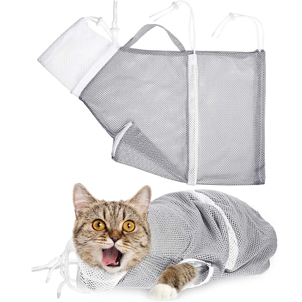 Katt Duschnät Väska Katt Grooming Bad Väska Justerbar Katt Tvätt Väska Multifunktionell Katt Begränsning Väska Förhindra Bita Repor För Bad, Spik