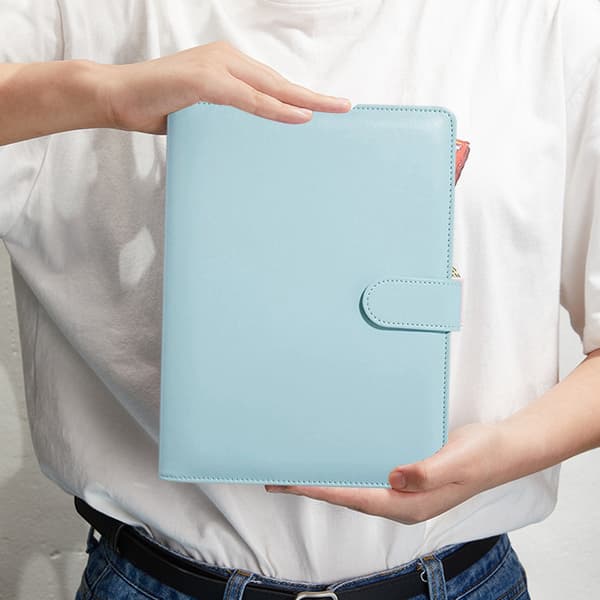 Macaron Journal Book Cute Loose-leaf Notebook Student Fresh Removable Shell Cartoon Diary Blue[TT] blue A6