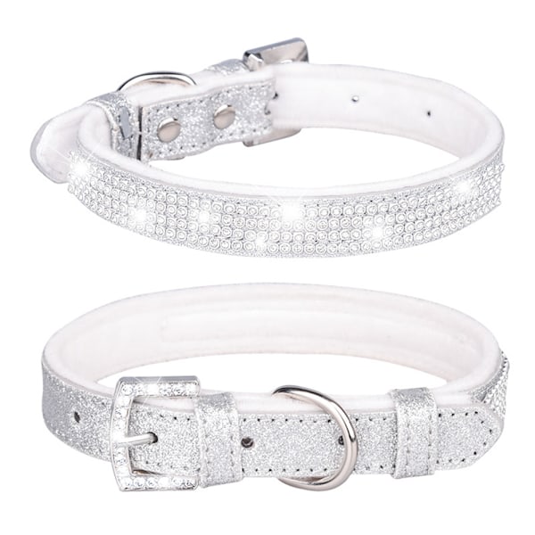 Halsband för hund med glänsande strass och diamant, lämplig för små och medelstora hundar