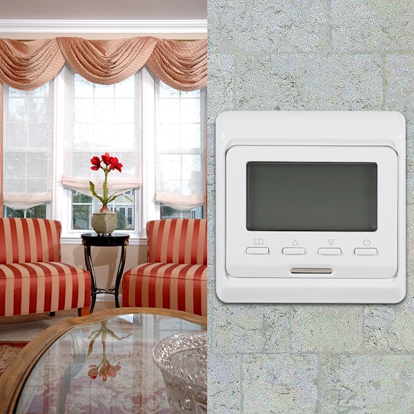 Digital LCD-skjerm Ukentlig Elektronisk Programmerbar Gulvvarme Termostatstyring AC 230V