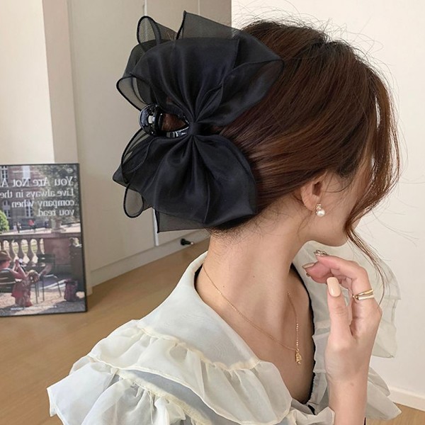 Hårklämma, starkt grepp med rosett, halkfri trendig hårklämma, modeaccessoarer för hår