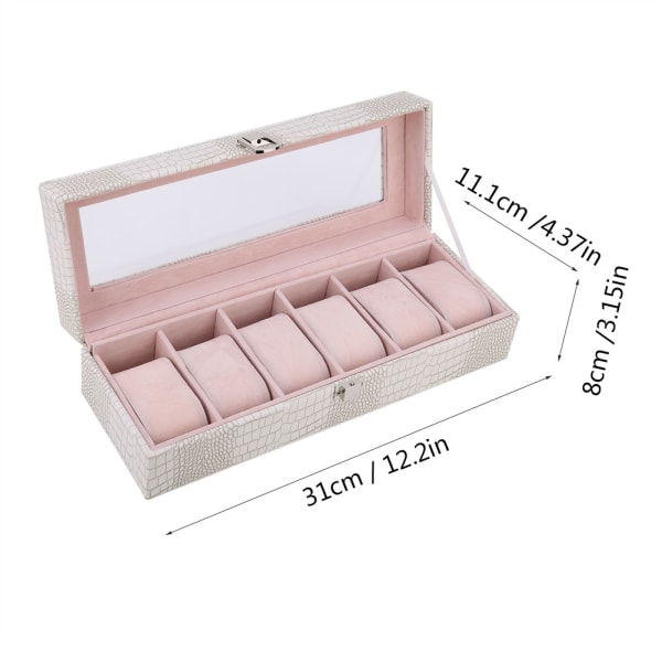 6 Slot PU Läder Klocklåda Display Case Organizer Smycken