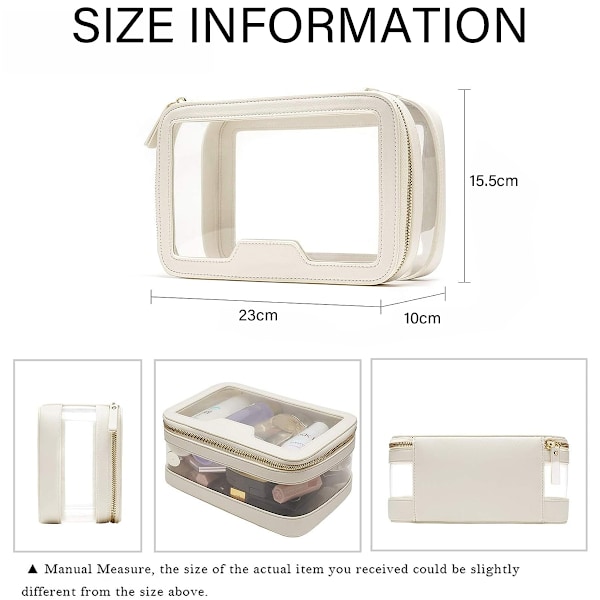 Klar Makeuptaske Toilettaske Multifunktionel Rejsetaske Makeuptogkasse Bærbar Kosmetik Organizer Transparent Opbevaringstaske Hvid