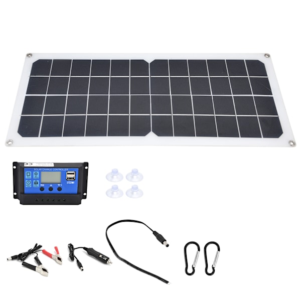 10W Solpanel Oplader Kit med 60A Controller Dobbelt USB Hun-Porte til Campingvogne, Både, Fly, Satellitter