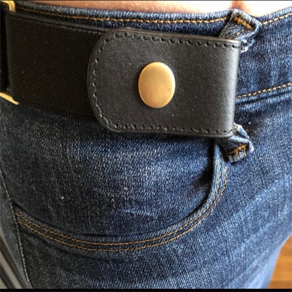 Usynlig elastisk belte uten spenne, belte for jeans og bukser, svart