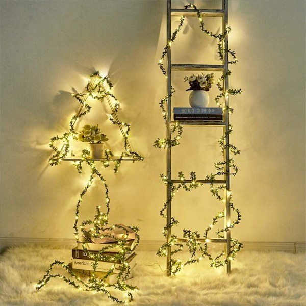 Green Leaf String Lights, Vine String Light 9,8 FT Set för Inomhus Utomhus Jul Dekorativ Uteplats Bröllop Gard$Grön Garland Tiny Leaf Vine