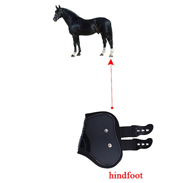 2-pack Häst Senor Boots Set Stabil Justerbar PU Skal Senor Skydd Boots för Hästar Svart Bakben L