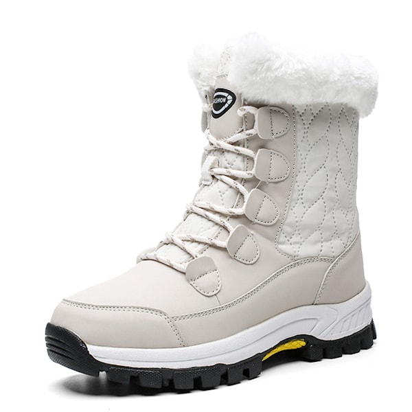 Rejse Sports Northeast Store Støvler til Kvinder - Store Støvler til Udendørs Rejser - Høj Hæl - Bomuldssko - Mid-Barrel Støvler - Vinter white 37