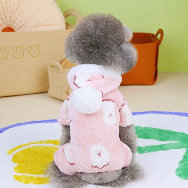 Koiran Talvi Lämmin Pentu Pusero Huppari Flanelli Kylmä Sää Lemmikkieläinten Vaatteet Asut Vaatteet Söpö Kissa Hyppyasu Onesie Takki (Vaaleanpunainen)