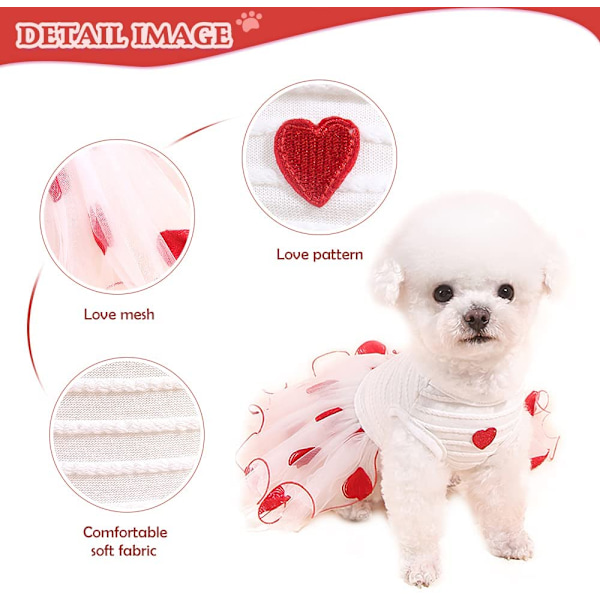 Hundbröllopsklänning Sommarklänningar för små medelstora hundar Flickdjurkläder för Chihuahua Yorkie Love Cat Kjoldräkt Kläder Tutu