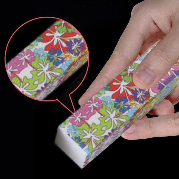 10-pak, Neglebufferblokke til Naturlige og Akrylnegle, 4-sidet, Medium Korn Neglefil (Mønster)