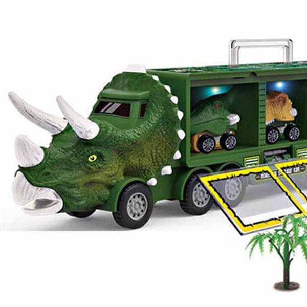 Dinosaur Lastbil Model Legetøj Dinosaur Transport Bil Legetøj med Blinkende Lys til Børn Dreng Grøn