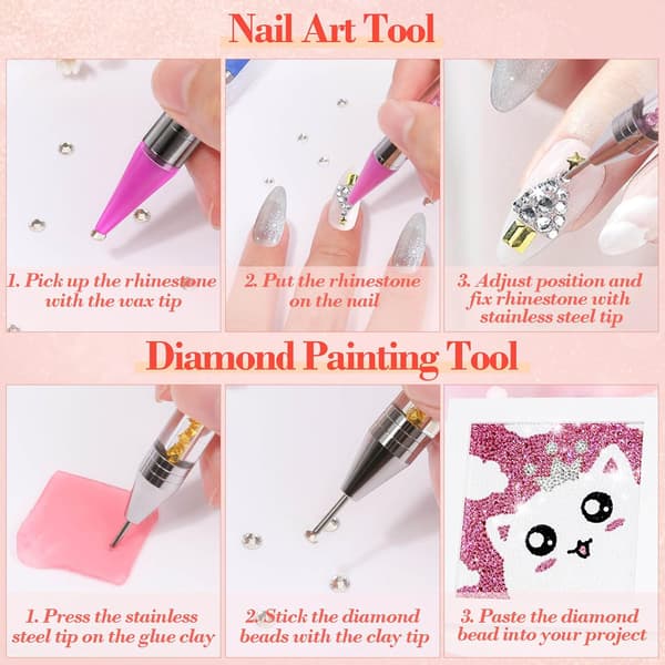 5 stk Rhinestone Dotting Pen, Dobbelthodet Rhinestone Edelsten Krystall Stu[TT]