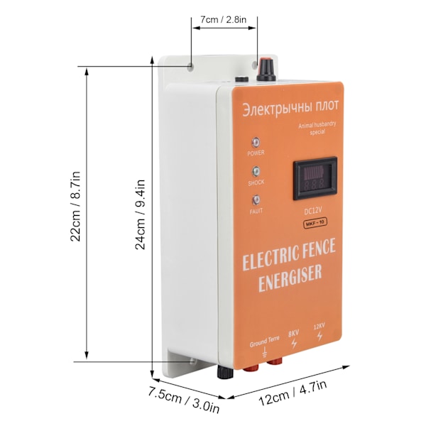 10KM Elektrisk Gærde Højspændingspulsstyring Dyreelektrisk Gærde Vært til Husdyrhold 100‑240VAU Stik