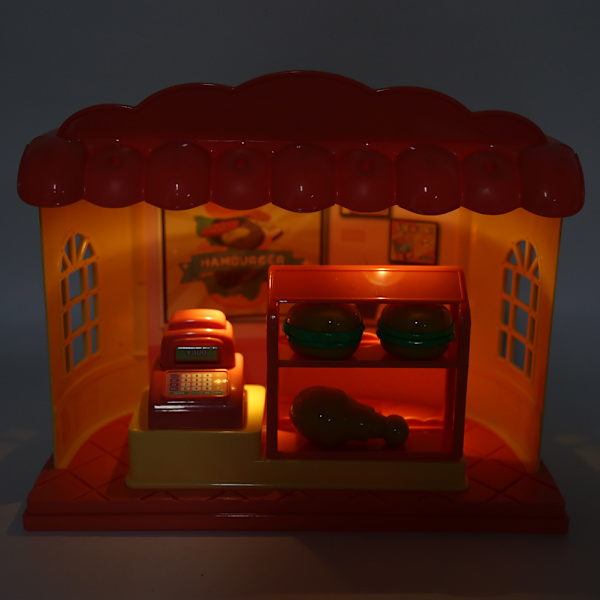 Barn Leksak Grill Hamburgerbutik med Ljus Hög Simulation