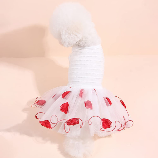 Hundbröllopsklänning Sommarklänningar för små medelstora hundar Flickdjurkläder för Chihuahua Yorkie Love Cat Kjoldräkt Kläder Tutu