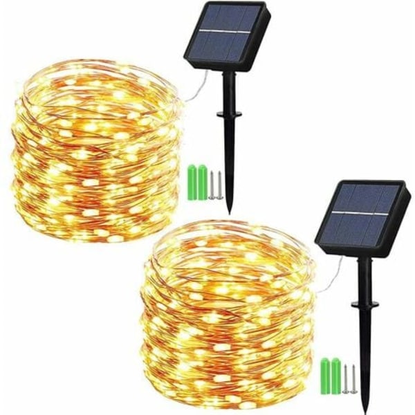 CRUEL 15m Guirlande Lumineuse Exterieure Solaire - Geemoo 150 LED Guirlande Noel Solaire en Fil Cuivre med 8 Modes, pour la Decoration Extérieur,