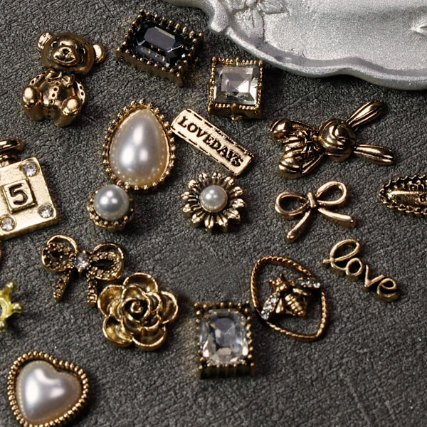 10 Legering Neglepynt Retro Legering Neglebor Ornamenter diy Dekorative Neglekunst