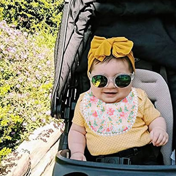 Tyttöjen vauvan liinat, kääntyneet boho-tyyliset, kaksoiskerroksiset puuvillaiset sylki-liinat nylon-päänpantasetti