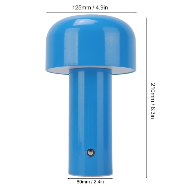 Sopp Bordlampe 3 Farge Dimming USB Lading Skrivebordslampe Berøringsfølsom Sopplampe for Restaurant Camping Blå