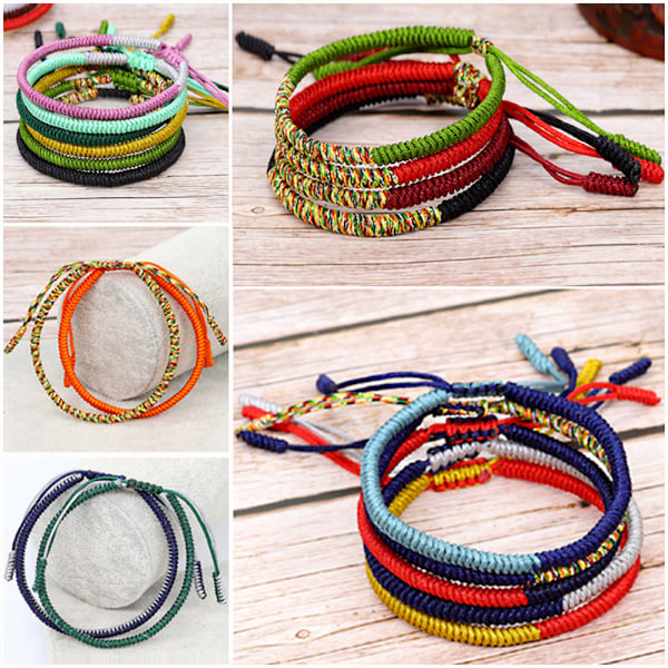 4 stk Vevde Armbånd Lykketau Armbånd Håndleddsbånd Håndleddsmansjetter Justerbare, for Kvinner og Tenåringsjenter