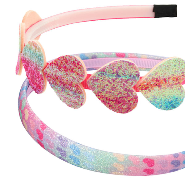 Glitter Hodebånd for Jenter, Regnbue Hjerte Hårbånd for Liten Jente Hårtilbehør, Glitrende Hodebånd for Barn