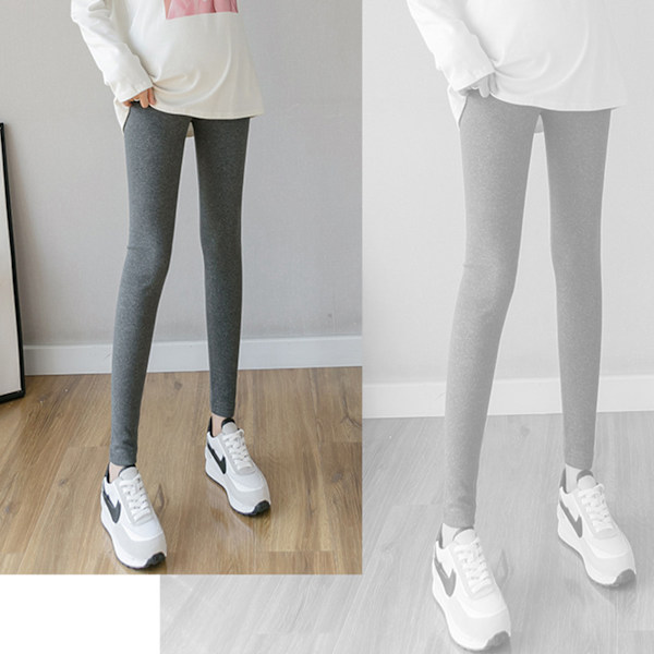 Leggings Ulkovaatteet Pluskoko Ohut Osa Vatsan Tuki Elastinen Kynä Housut Korkea Vyötärö Housut Raskaana Oleville Naisille Tummanharmaa XXL
