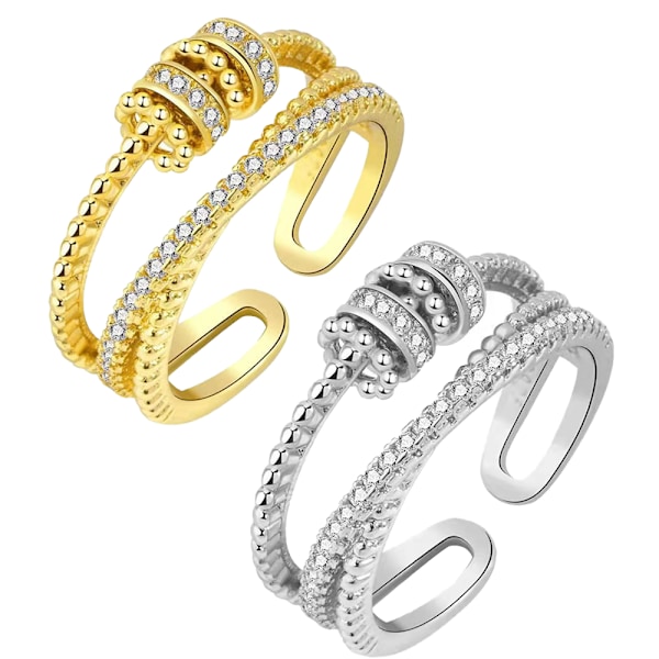 Anti-ångest Ringar för Kvinnor Män Unisex Justerbara Stackbara Snurrande Oro Ring